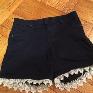Navy Denim Stretch Shorts